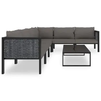  Set mobilier de grădină cu perne, 7 piese, antracit, poliratan