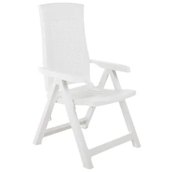  Scaune de grădină rabatabile, 2 buc., alb, plastic