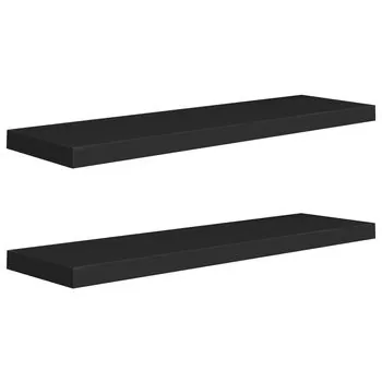  Rafturi de perete suspendate 2 buc., negru, 90x23,5x3,8 cm, MDF