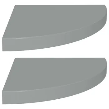  Rafturi colț de perete, 2 buc., gri, 35x35x3,8 cm, MDF