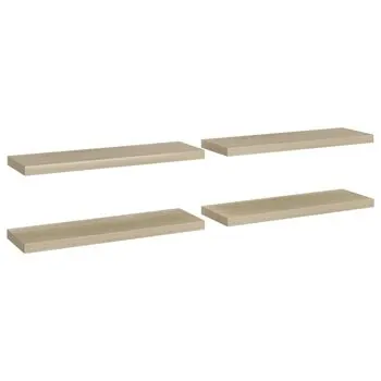  Rafturi de perete suspendate 4 buc., stejar, 80x23,5x3,8 cm MDF