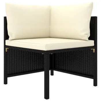  Set mobilier de grădină cu perne, 4 piese, negru, poliratan