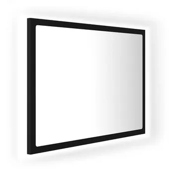  Oglindă de baie cu LED, negru, 60x8,5x37 cm, acril