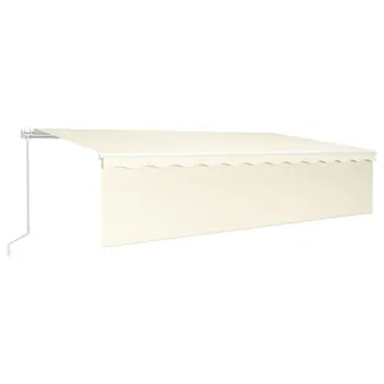  Copertină retractabilă manual cu stor, crem, 6x3m