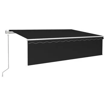  Copertină retractabilă automat cu stor, antracit, 6x3 m