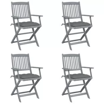 Set 4 bucati scaune pliabile de exterior, gri