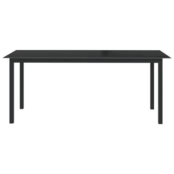  Masă de grădină, negru, 190x90x74 cm, aluminiu și sticlă