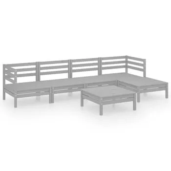  Set mobilier de grădină, 6 piese,gri, lemn masiv de pin