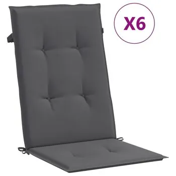  Perne scaun cu spătar înalt, 6 buc. antracit 120x50x3 cm textil