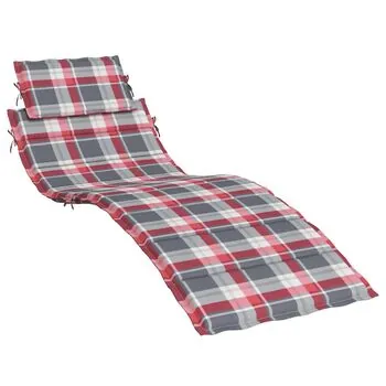  Pernă de șezlong, roșu carouri, 186x58x4 cm, textil oxford
