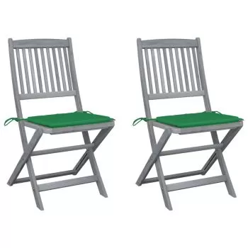 Set 2 bucati scaune pliabile de exterior cu perne, verde