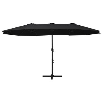  Umbrelă de soare exterior cu stâlp aluminiu, negru, 460x270 cm