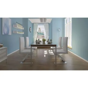  Scaune de bucătărie, 4 buc., alb, piele ecologică