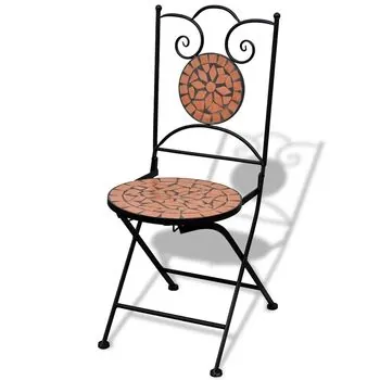  Scaune bistro pliante, 2 buc., cărămiziu, ceramică