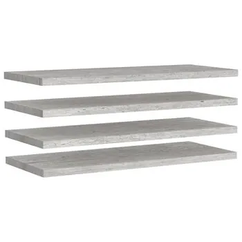  Rafturi perete suspendate 4 buc. gri beton 90x23,5x3,8 cm MDF