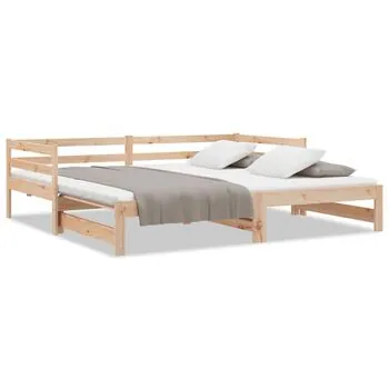  Pat de zi extensibil, 2x(90x200) cm, lemn masiv de pin