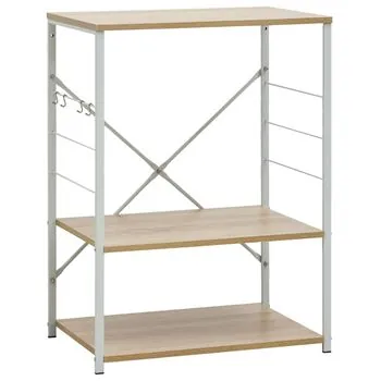  Dulap microunde, alb/stejar, 60x39,6x79,5 cm, lemn prelucrat