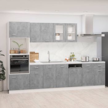 Set mobilier de bucătărie din 7 piese ,gri beton ,PAL