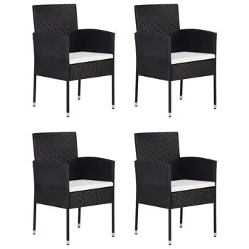  Set de masă pentru grădină, 5 piese, negru