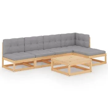  Set mobilier de grădină cu perne, 6 piese, lemn masiv de pin