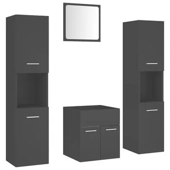  Set mobilier de baie, negru, lemn prelucrat