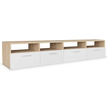  Comode TV 2 buc, PAL, 95x35x36 cm, stejar și alb