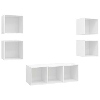  Set de dulapuri TV, 5 piese, alb, lemn prelucrat