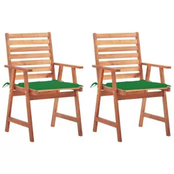 Set 2 bucati scaune de exterior cu perne, verde
