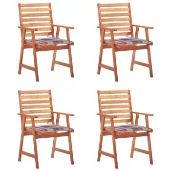 Set 4 bucati scaune de exterior cu perne, model rosu