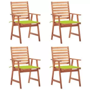 Set 4 bucati scaune de exterior cu perne, verde deschis