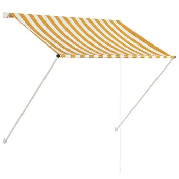  Copertină retractabilă, galben și alb, 150 x 150 cm