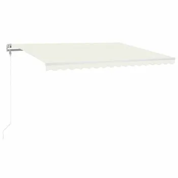  Copertină automată cu senzor vânt & LED, crem, 400x300 cm