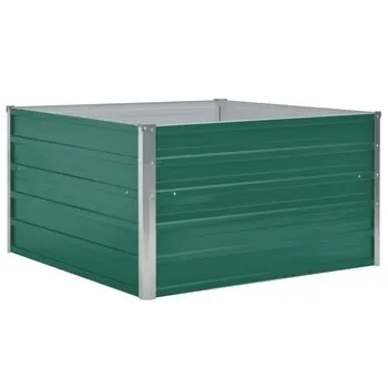  Strat înălțat grădină, verde, 100x100x45 cm, oțel galvanizat