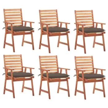 Set 6 bucati scaune de exterior cu perne, gri taupe