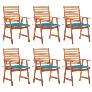 Set 6 bucati scaune de exterior cu perne, albastru