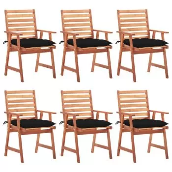 Set 6 bucati scaune de exterior cu perne, negru