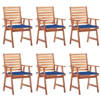 Set 6 bucati scaune de exterior cu perne, albastru regal