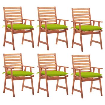 Set 6 bucati scaune de exterior cu perne, verde deschis