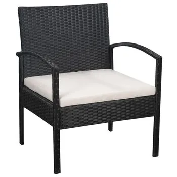  Set mobilier de grădină cu perne, 5 piese, negru, poliratan