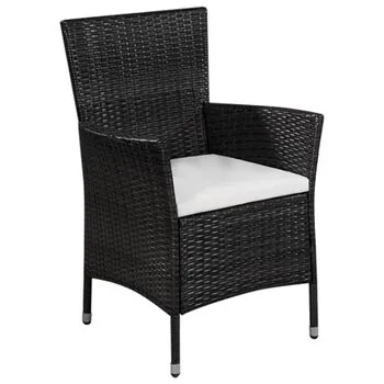 Set mobilier bistro, 3 piese, negru, poliratan