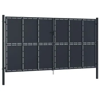  Poartă de grădină, antracit, 400 x 175 cm, oțel