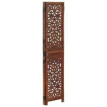  Paravan cameră sculptat manual 3 panouri maro 120x165 cm mango