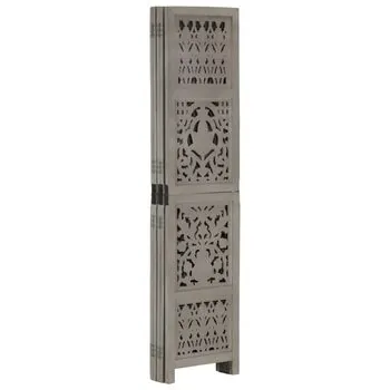  Paravan cameră sculptat manual 5 panouri gri 200x165 cm mango