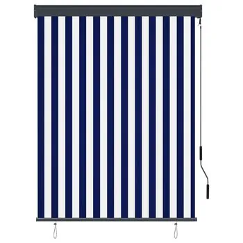  Jaluzea tip rulou de exterior, albastru și alb, 120 x 250 cm