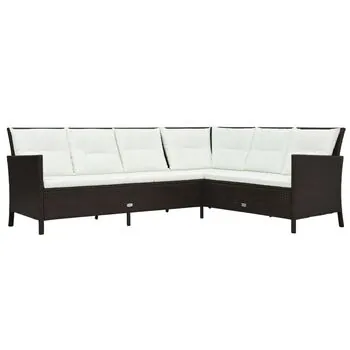  Set mobilier de grădină cu perne, 3 piese, maro, poliratan