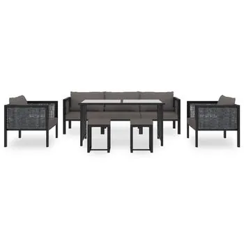  Set mobilier de grădină cu perne, 8 piese, antracit, poliratan