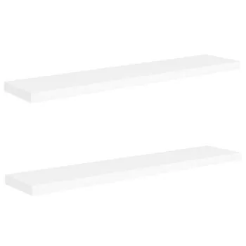  Rafturi de perete suspendate, 2 buc., alb, 120x23,5x3,8 cm, MDF