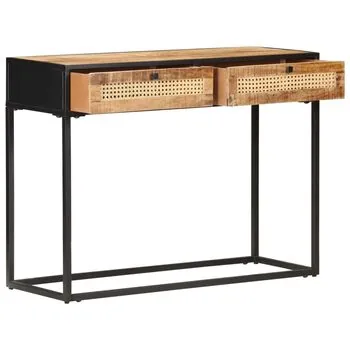  Masă consolă 100x35x75 cm lemn mango nefinisat/trestie naturală