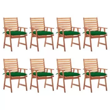 Set 8 bucati scaune de exterior cu perne, verde