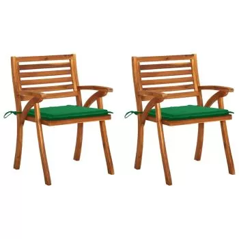 Set 2 bucati scaune de gradina cu perne, verde